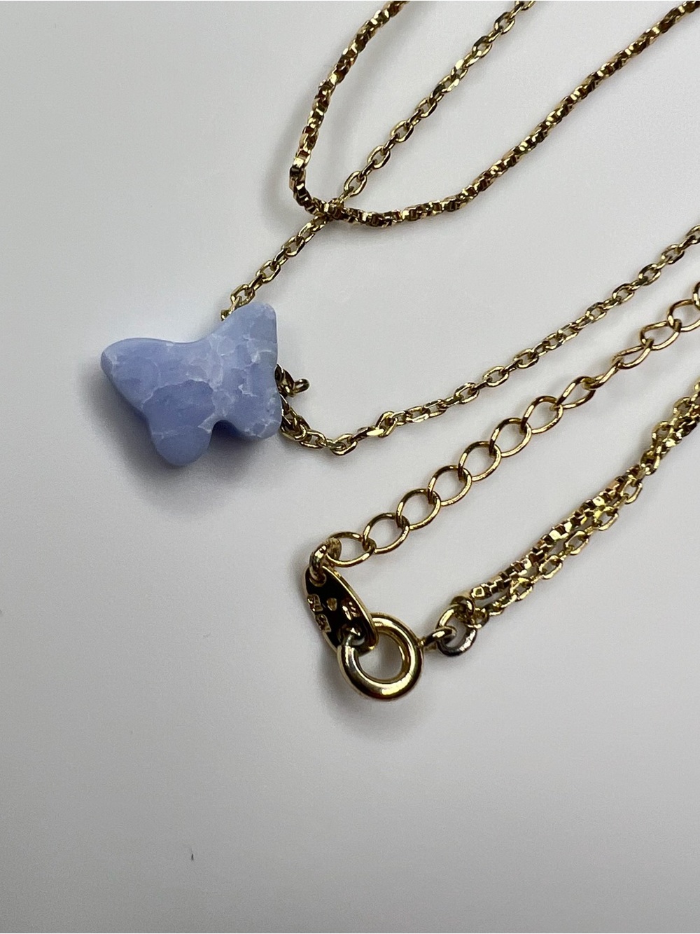 NEW Gold plated blue butterfly double necklace